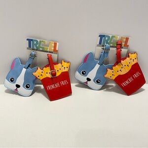 💐 Frenchie Fries Luggage Tags Set TWO SETS OF 2 TAGS  4 tags in total. NWT